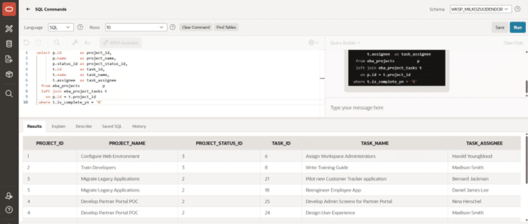 inSystems AI Assistant Oracle APEX